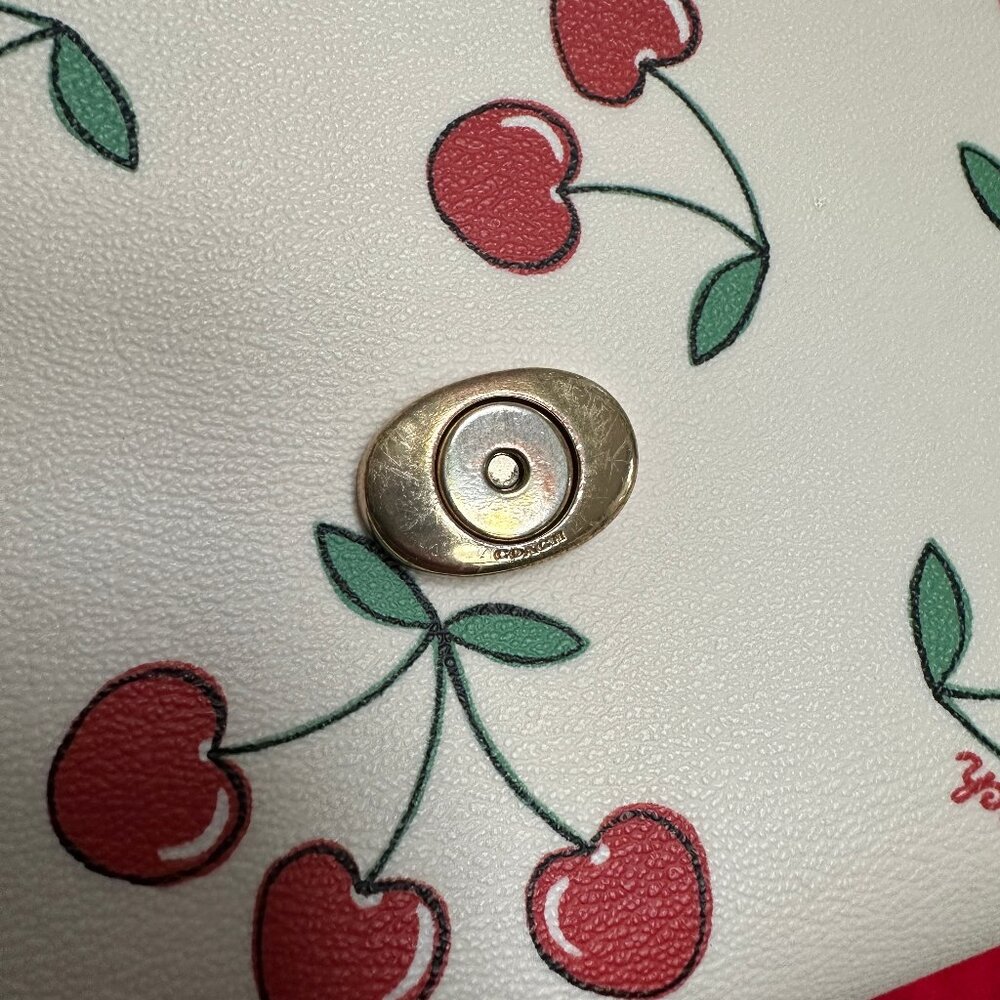 Coach Morgan Top Handle Satchel Bag CF419 in Chalk Leather & Cherry Print - EUC - Picture 13 of 15